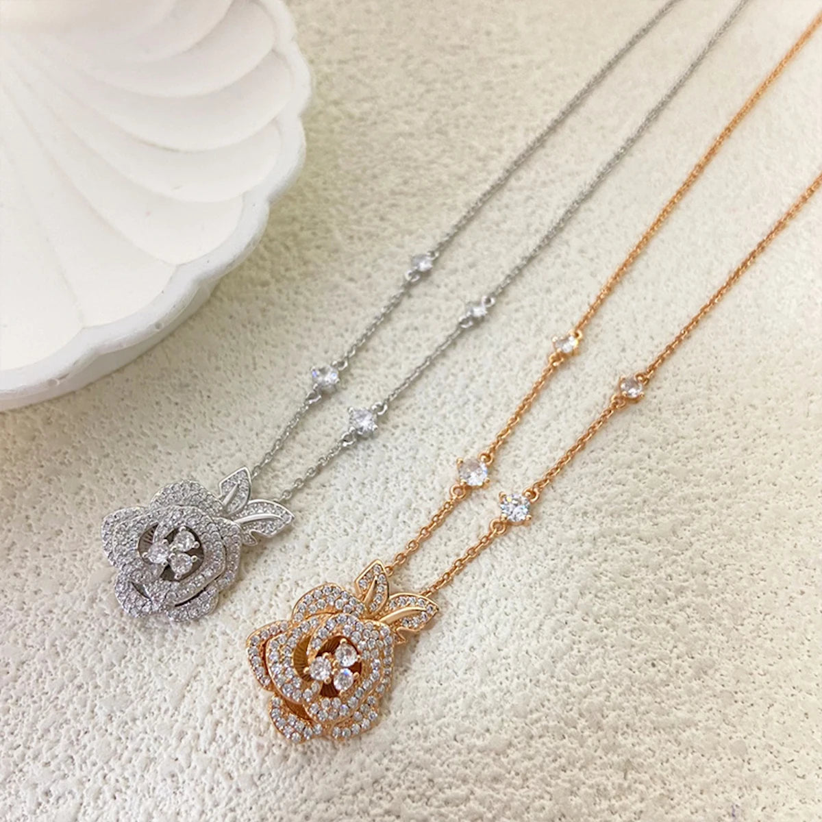 Elegant Floral Vine Necklace For Women - Exquisite 3d Rose Leaf Pendant Romantic Holiday Jewelrydainty Chain For Any Occasions