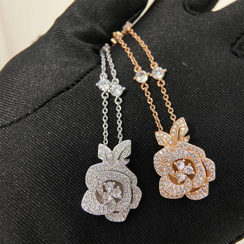 Elegant Floral Vine Necklace For Women - Exquisite 3d Rose Leaf Pendant Romantic Holiday Jewelrydainty Chain For Any Occasions